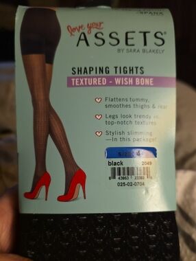 ASSETS by Sara Blakely Black Textured Wishbone Shaping Tights